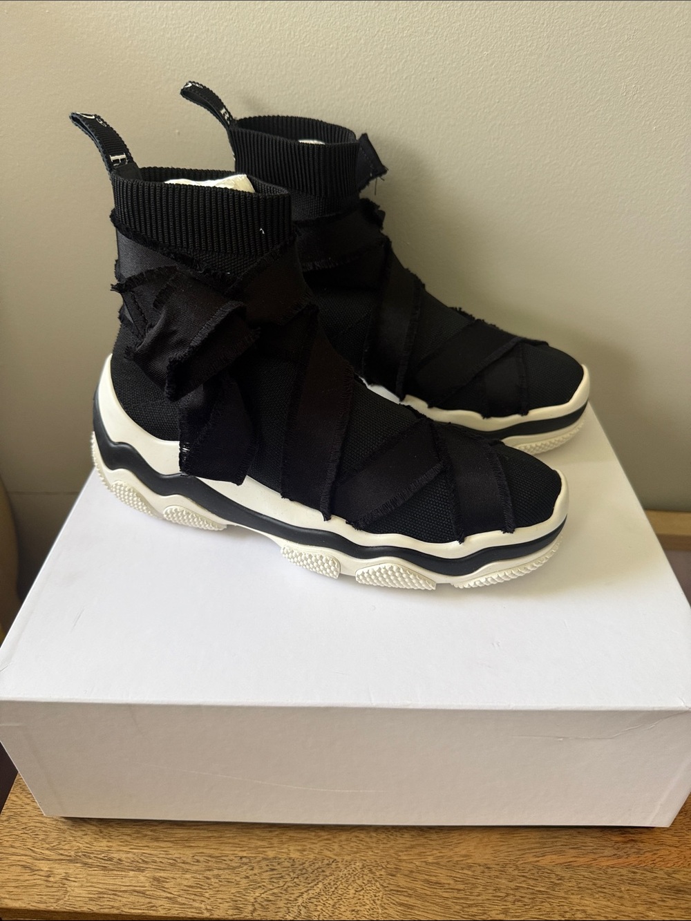 Red Valentino High Top Knit Wedge Sneakers
